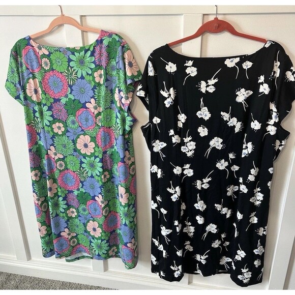 Talbots Effortless Jersey Bella Dress Plus Size 3XLP Floral Short Sleeve 2 Pack - Picture 10 of 12